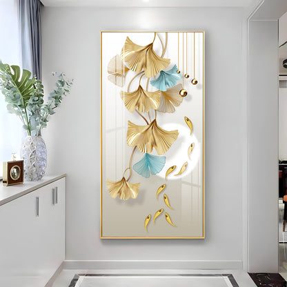 Golden Blossom Elegance Premium Acrylic Vertical Wall Art