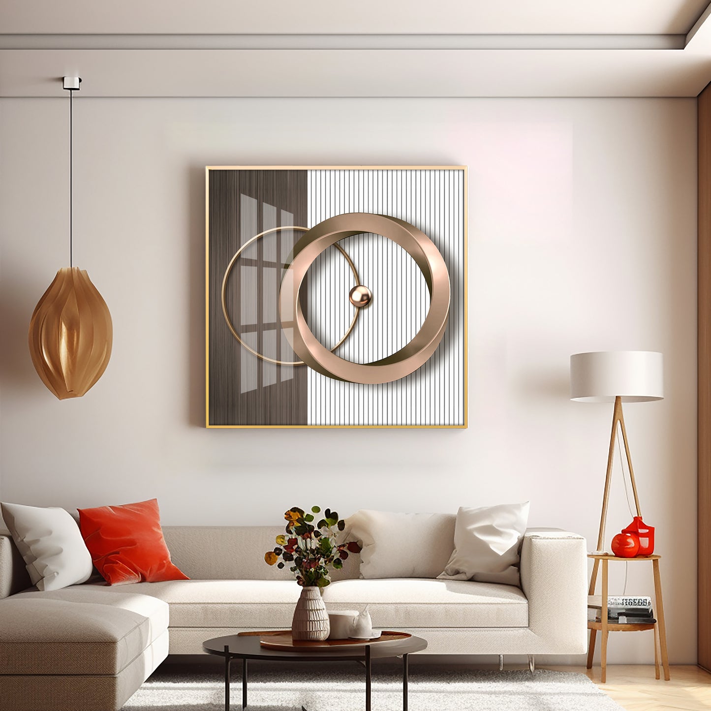 Modern Gold Geometric Premium Acrylic Square Wall Art
