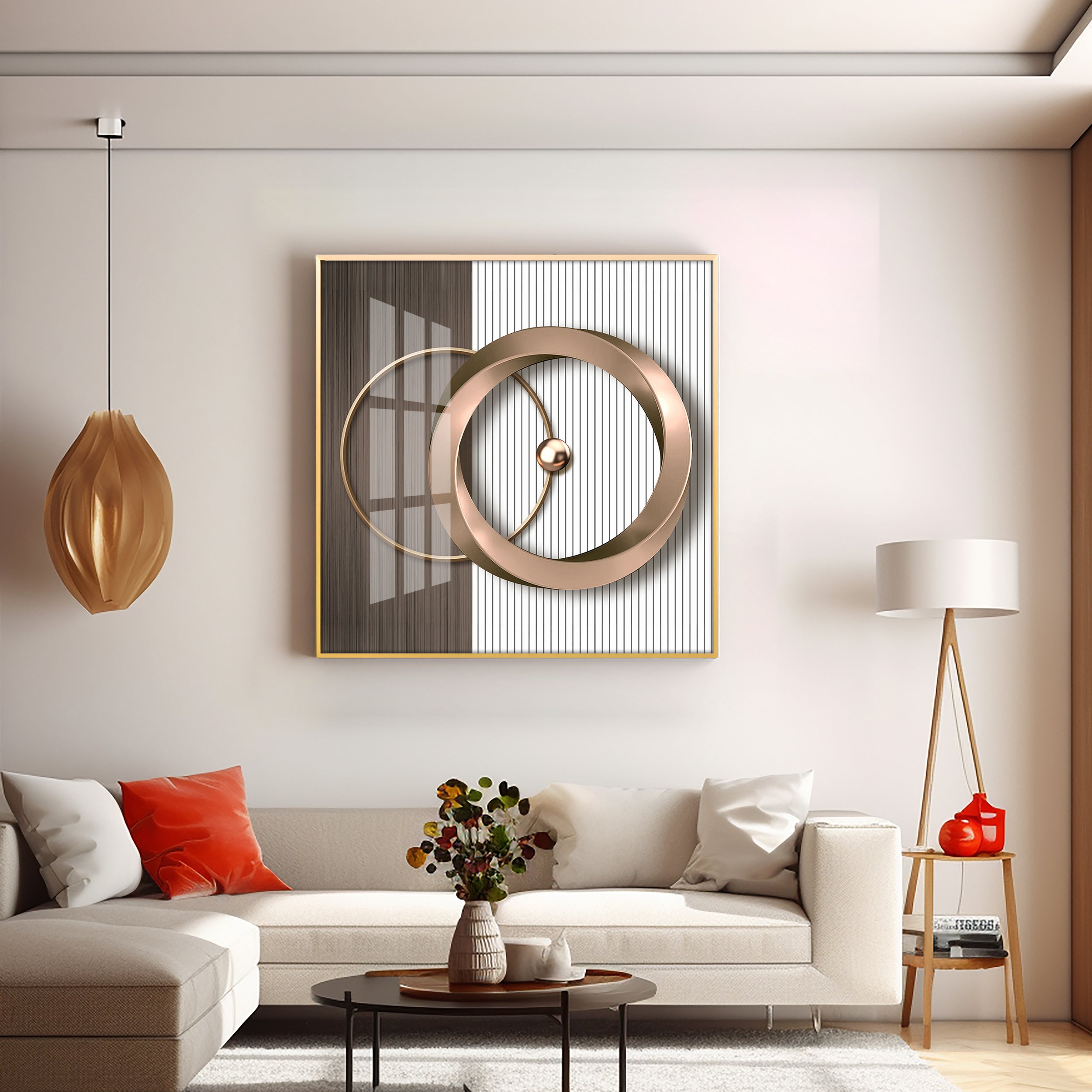 Modern Gold Geometric Premium Acrylic Square Wall Art