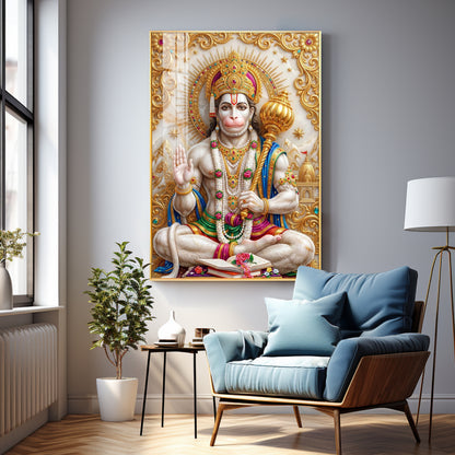 Divine Lord Hanuman Ji Premium Acrylic Vertical Wall Art