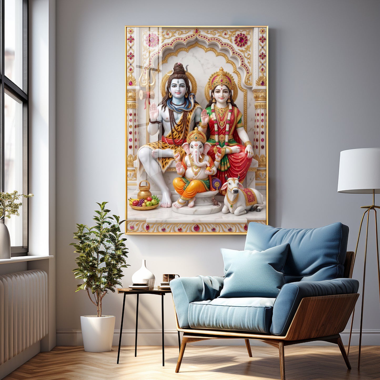 Lord Shiv Parvati Parivar Premium Acrylic Vertical Wall Art