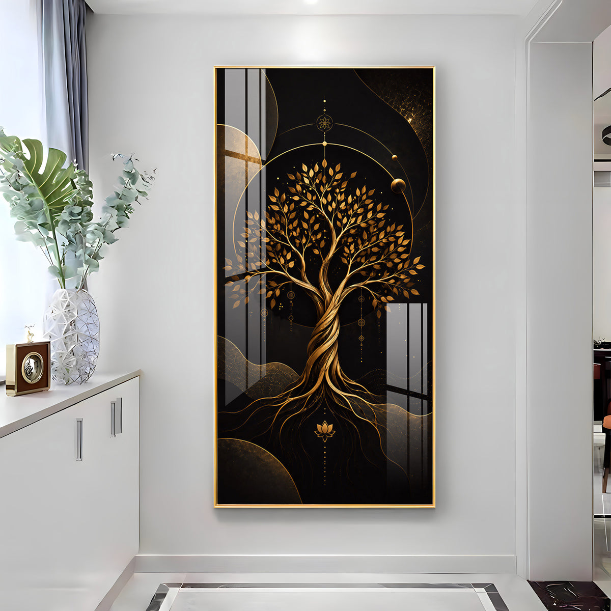 Modern Luxury Gold Tree Premium Acrylic Vertical Wall Art