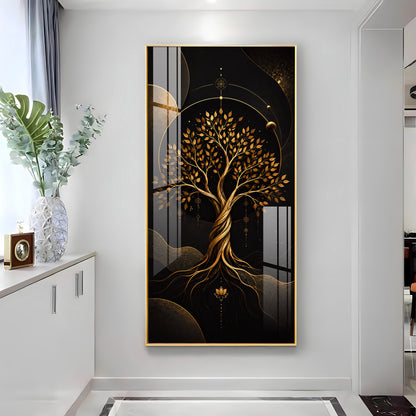 Modern Luxury Gold Tree Premium Acrylic Vertical Wall Art