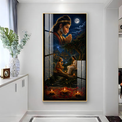 Lord Hanuman & Sita Maiya Premium Acrylic Vertical Wall Art