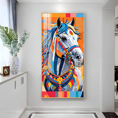 Multicolored Horse Premium Acrylic Vertical Wall Art