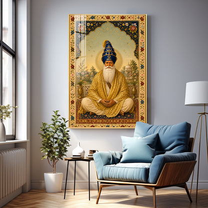 Guru Tegh Bahadur Ji Meditative Grace Premium Acrylic Vertical Wall Art