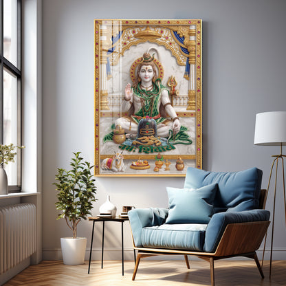 Lord Shiv Shankar Premium Acrylic Vertical Wall Art