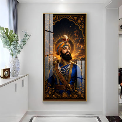 Guru Gobind Singh Ji Royal Blue Attire Premium Acrylic Vertical Wall Art