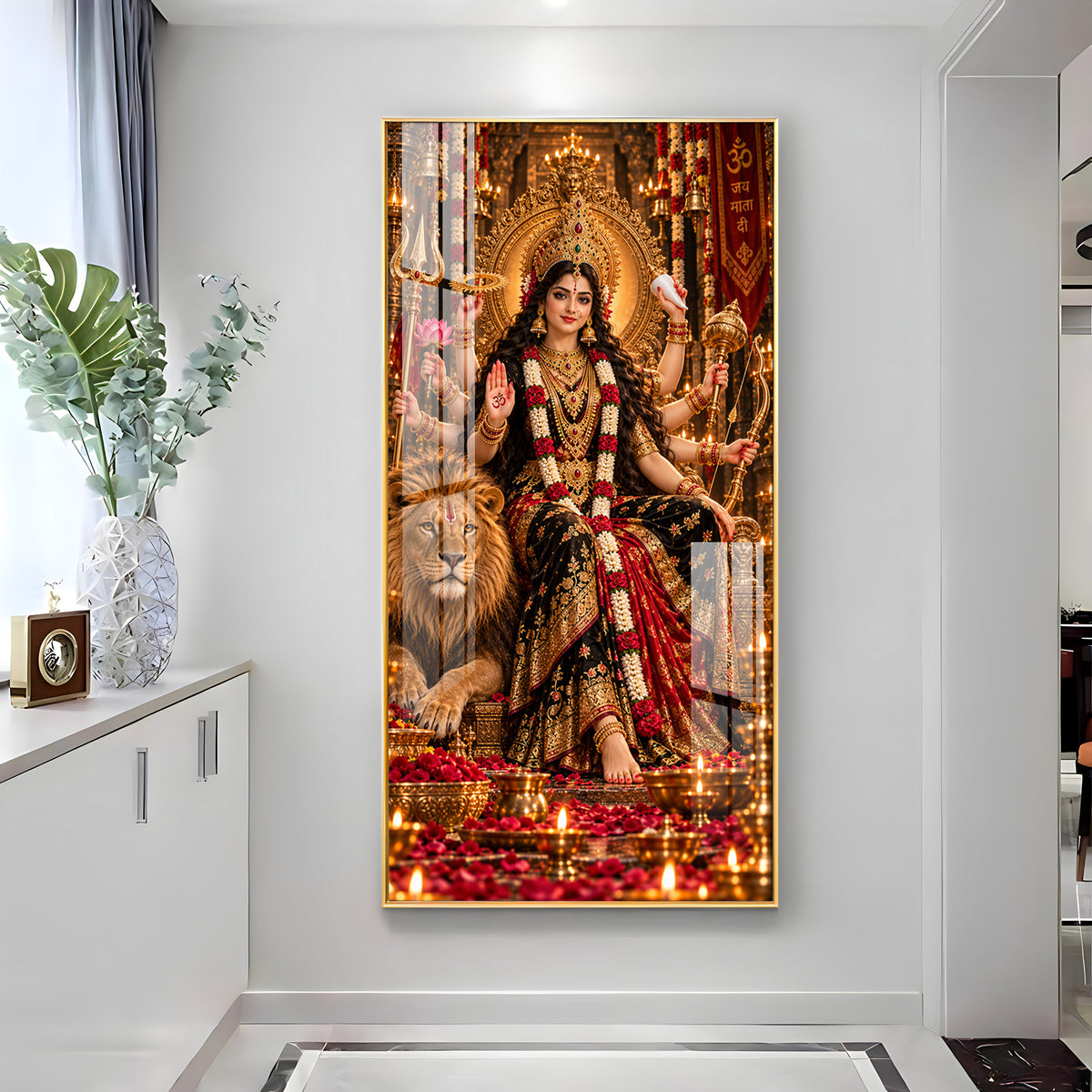 Divine Maa Sherawali Premium Acrylic Vertical Wall Art