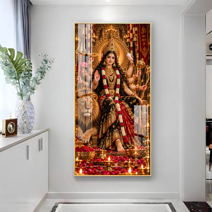 Divine Maa Sherawali Premium Acrylic Vertical Wall Art