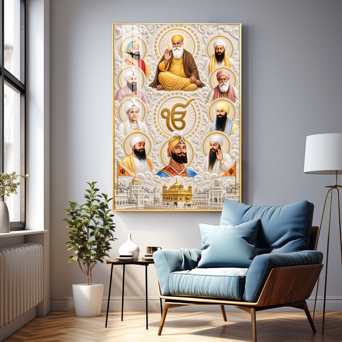 Ten Sikh Gurus Premium Acrylic Vertical Wall Art