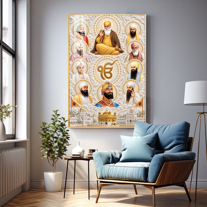 Ten Sikh Gurus Premium Acrylic Vertical Wall Art