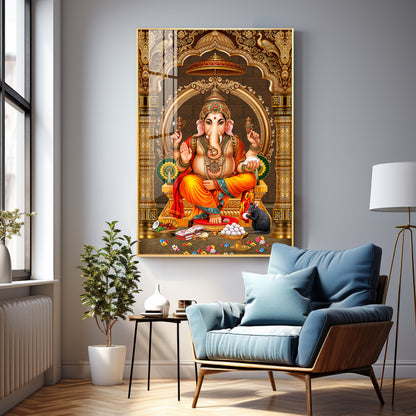 Lord Ganesha Ji Premium Acrylic Vertical Wall Art