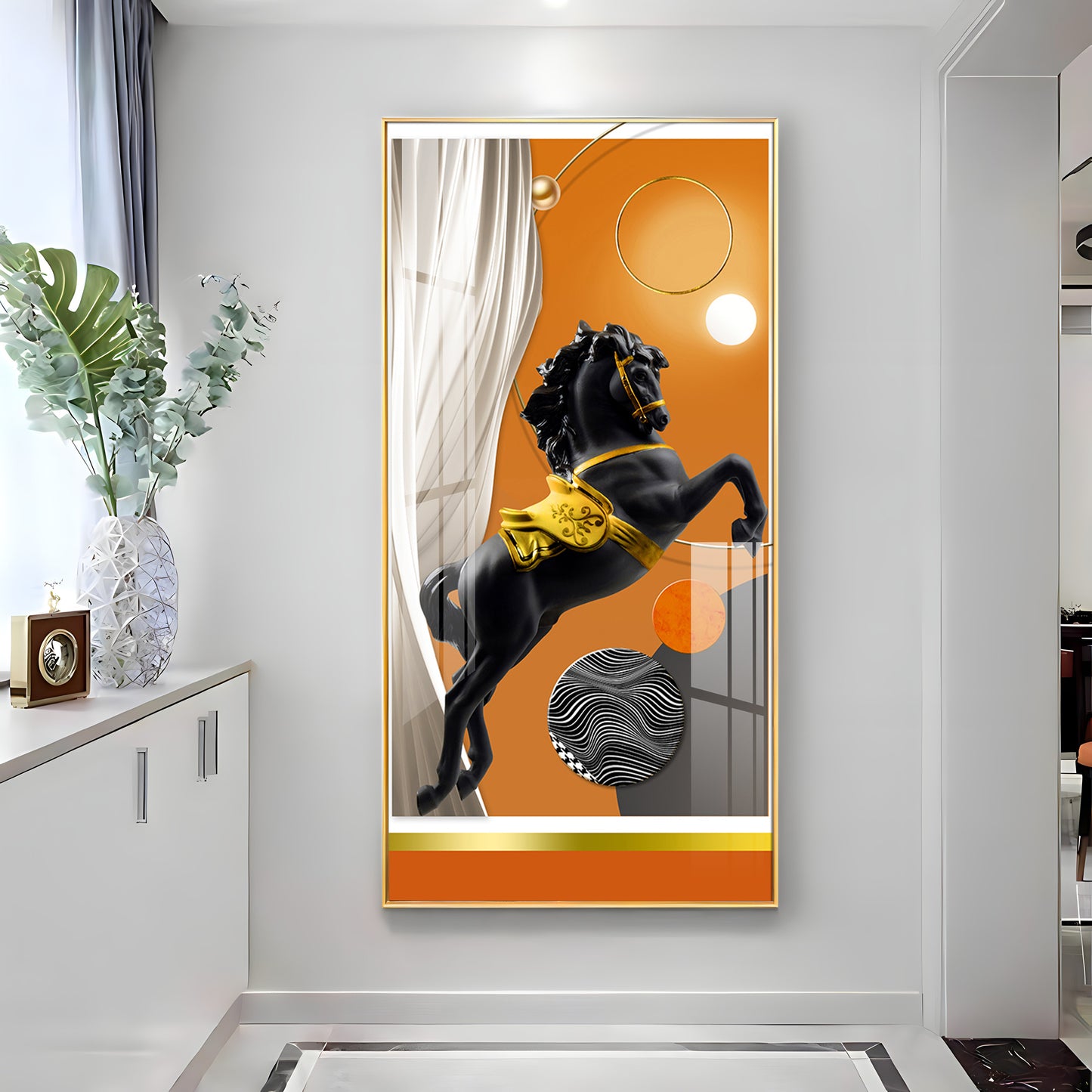 Muscular Black Horse Premium Acrylic Vertical Wall Art