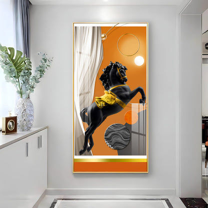 Muscular Black Horse Premium Acrylic Vertical Wall Art