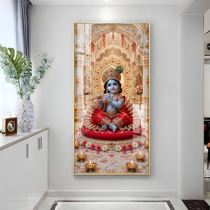 Laddu Gopal Playing Flute Premium Acrylic Vertical Wall Art