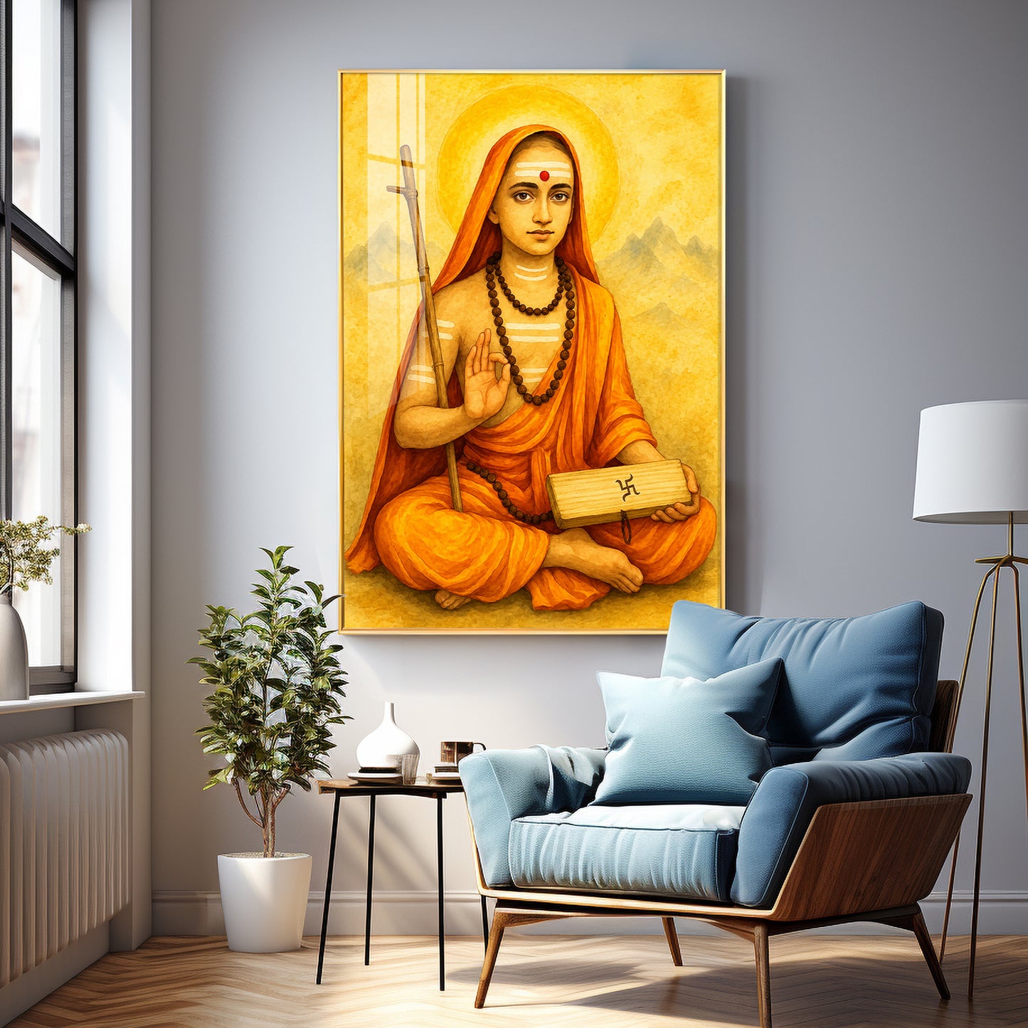 Shri Shankaracharya Ji Premium Acrylic Vertical Wall Art