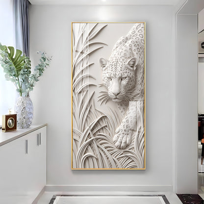 White Leopard Premium Acrylic Vertical Wall Art