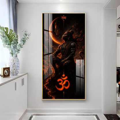 Meditating Lord Hanuman Premium Acrylic Vertical Wall Art