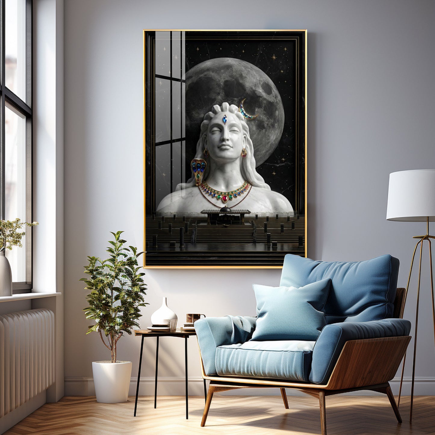 Hindu God Mahadev Premium Acrylic Vertical Wall Art