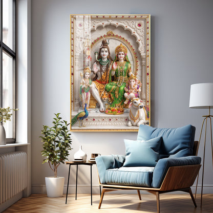 Cosmic Energy Of Shiv Parivar Premium Acrylic Vertical Wall Art