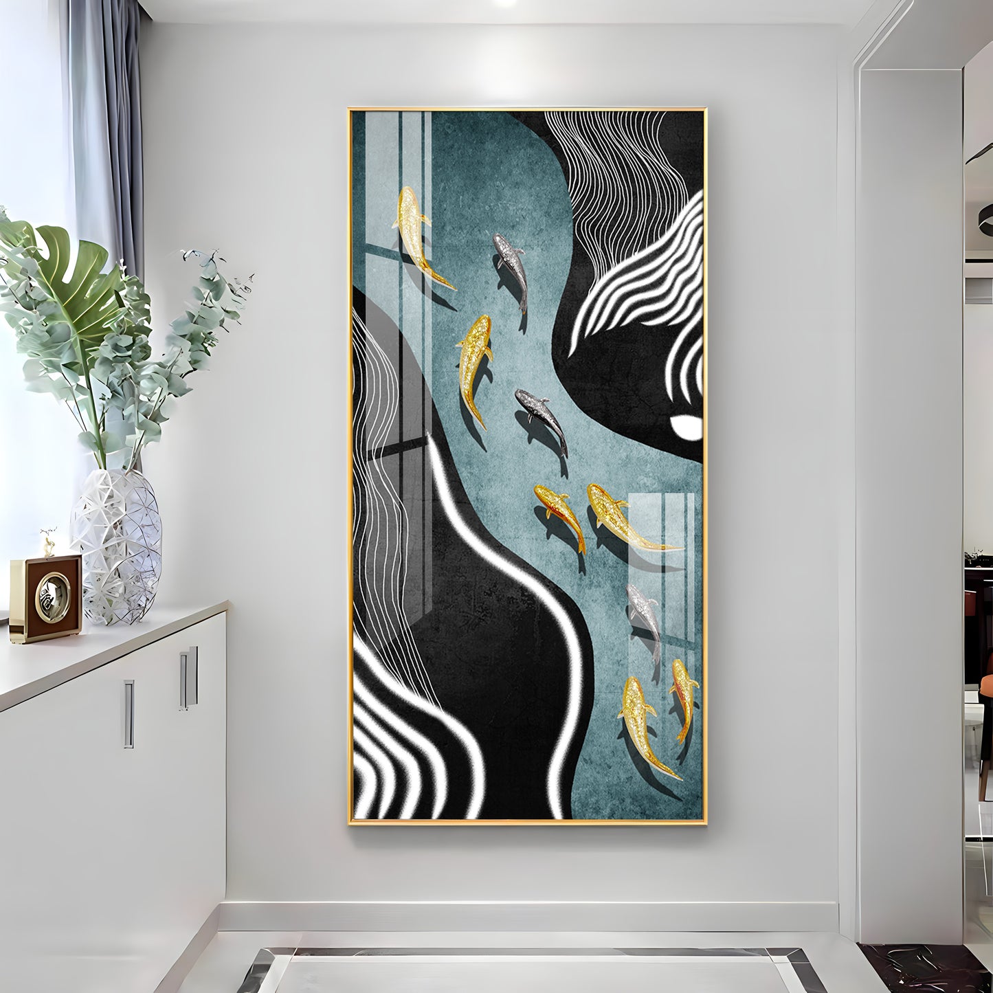 Fish Flow Fusion Premium Acrylic Vertical Wall Art