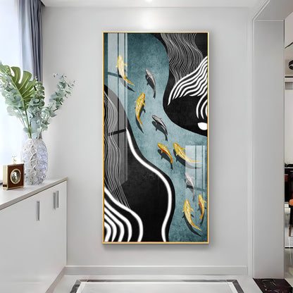 Fish Flow Fusion Premium Acrylic Vertical Wall Art