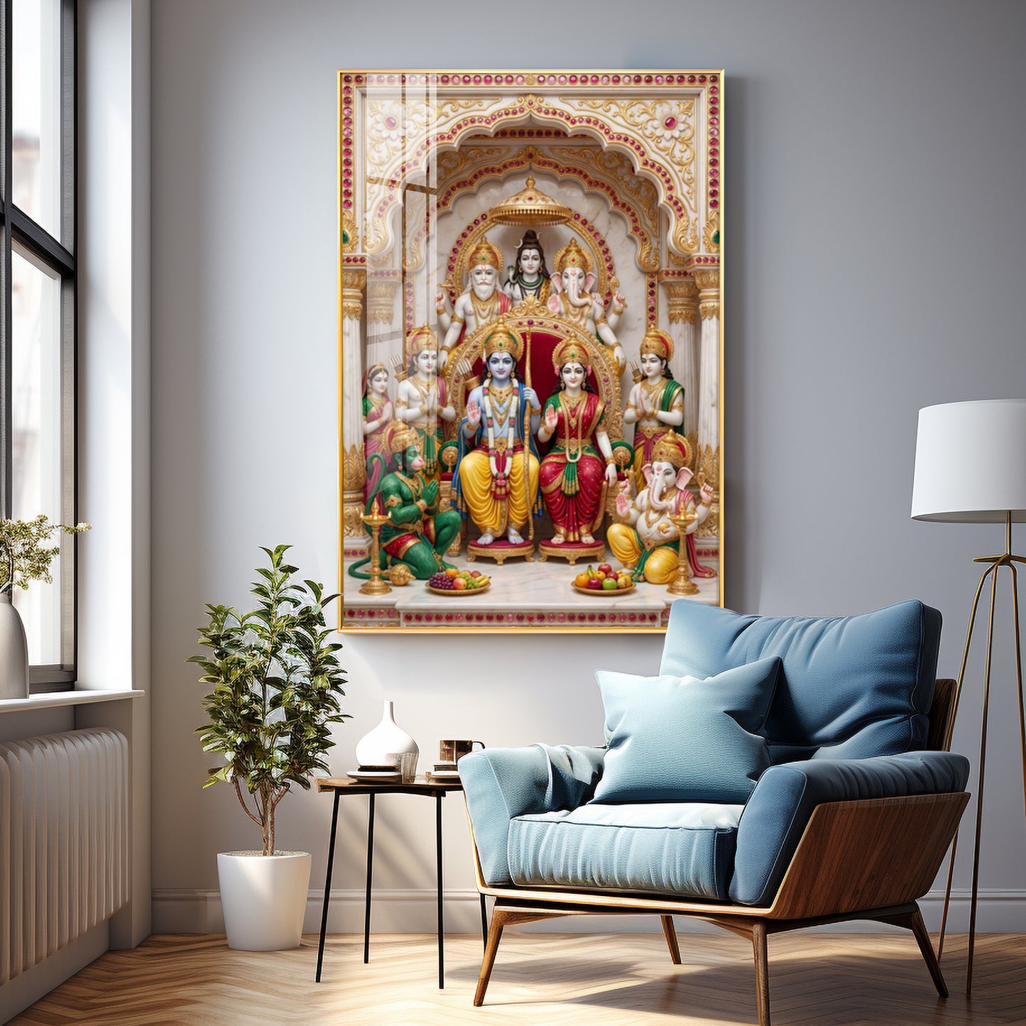 Divine Ram Darbar Premium Acrylic Vertical Wall Art