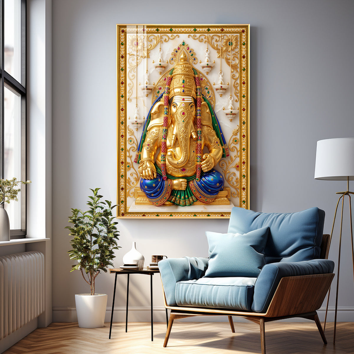Pillayarpatti Karpaga Vinayagar Premium Acrylic Vertical Wall Art