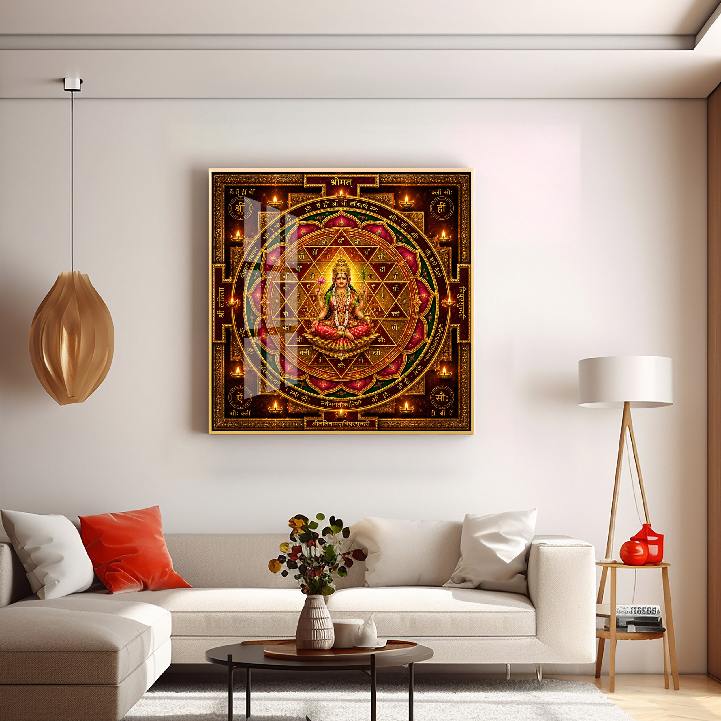 Shri Lalita Tripura Sundari Yantra Premium Acrylic Square Wall Art