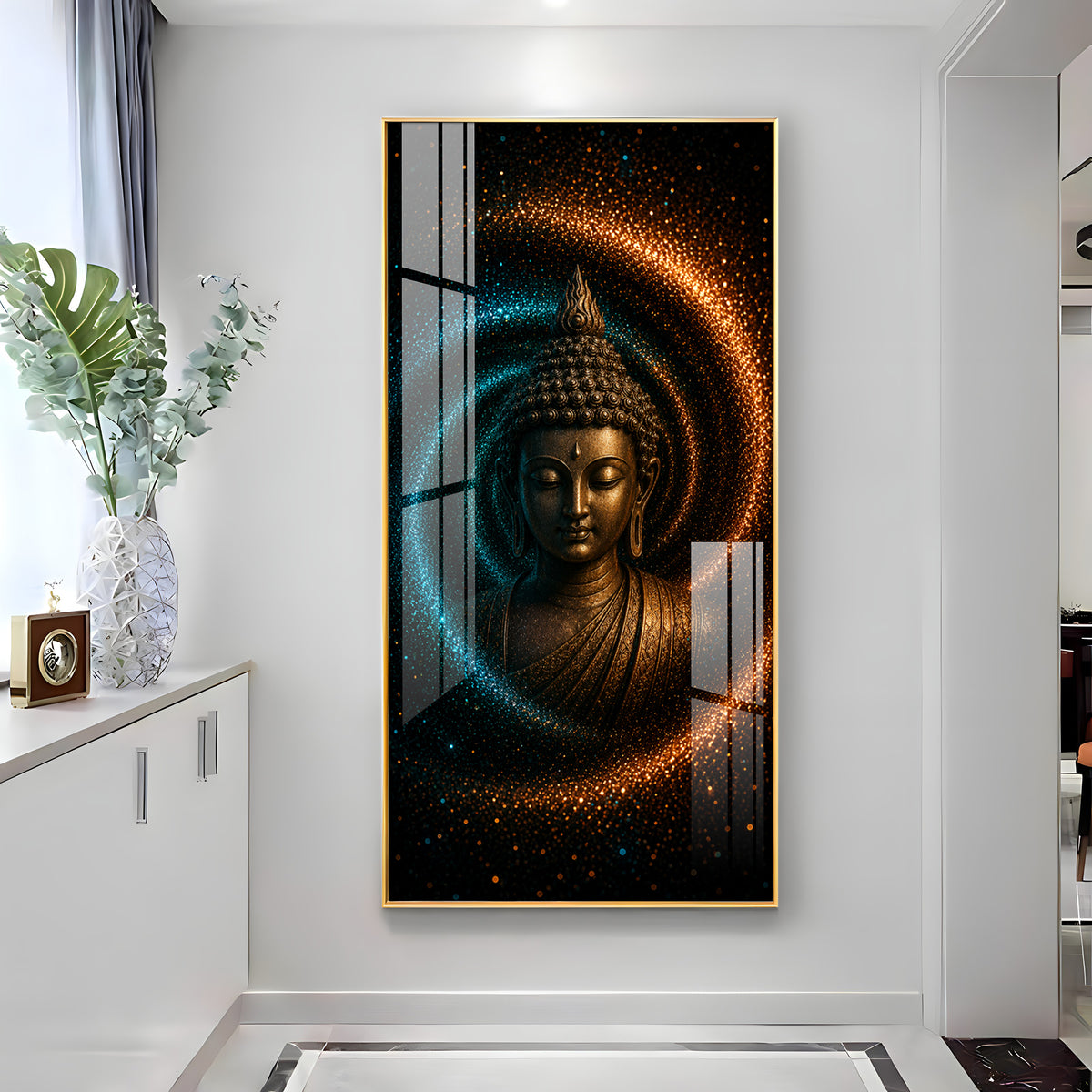 Serene Buddha Cosmic Energy Premium Acrylic Vertical Wall Art