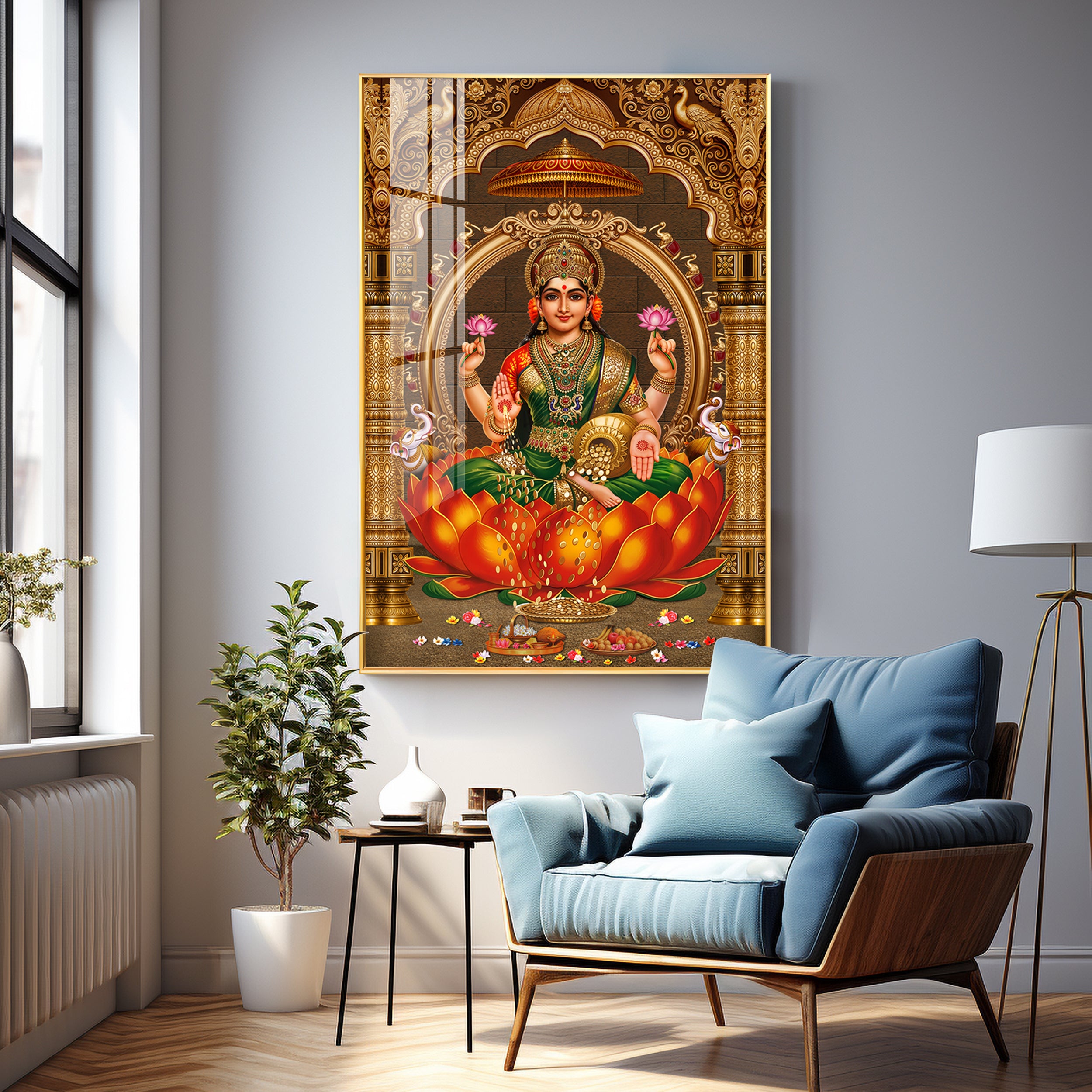 Goddess Lakshmi Premium Acrylic Vertical Wall Art