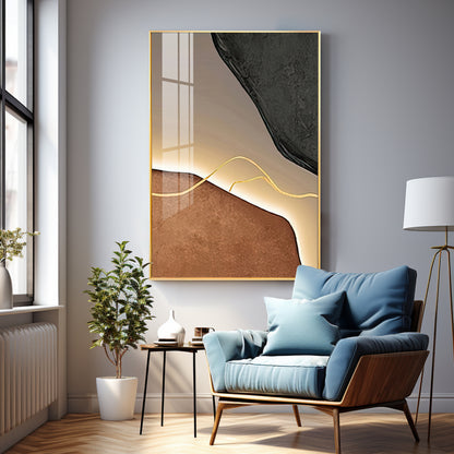 Gilded Lines Premium Acrylic Vertical Wall Art