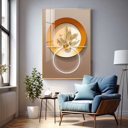 Golden Leaf Embrace Premium Acrylic Vertical Wall Art