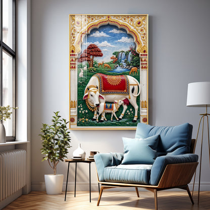 Kamdhenu Gomata Premium Acrylic Vertical Wall Art