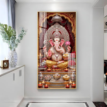 Divine Shree Ganesha Premium Acrylic Vertical Wall Art