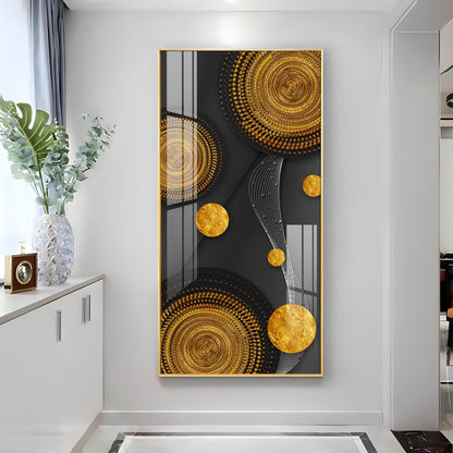 Gold Circle Shape Premium Acrylic Vertical Wall Art