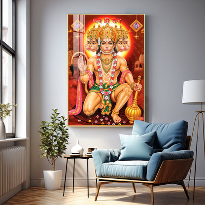 Majestic Lord Hanuman Premium Vertical Acrylic Wall Art