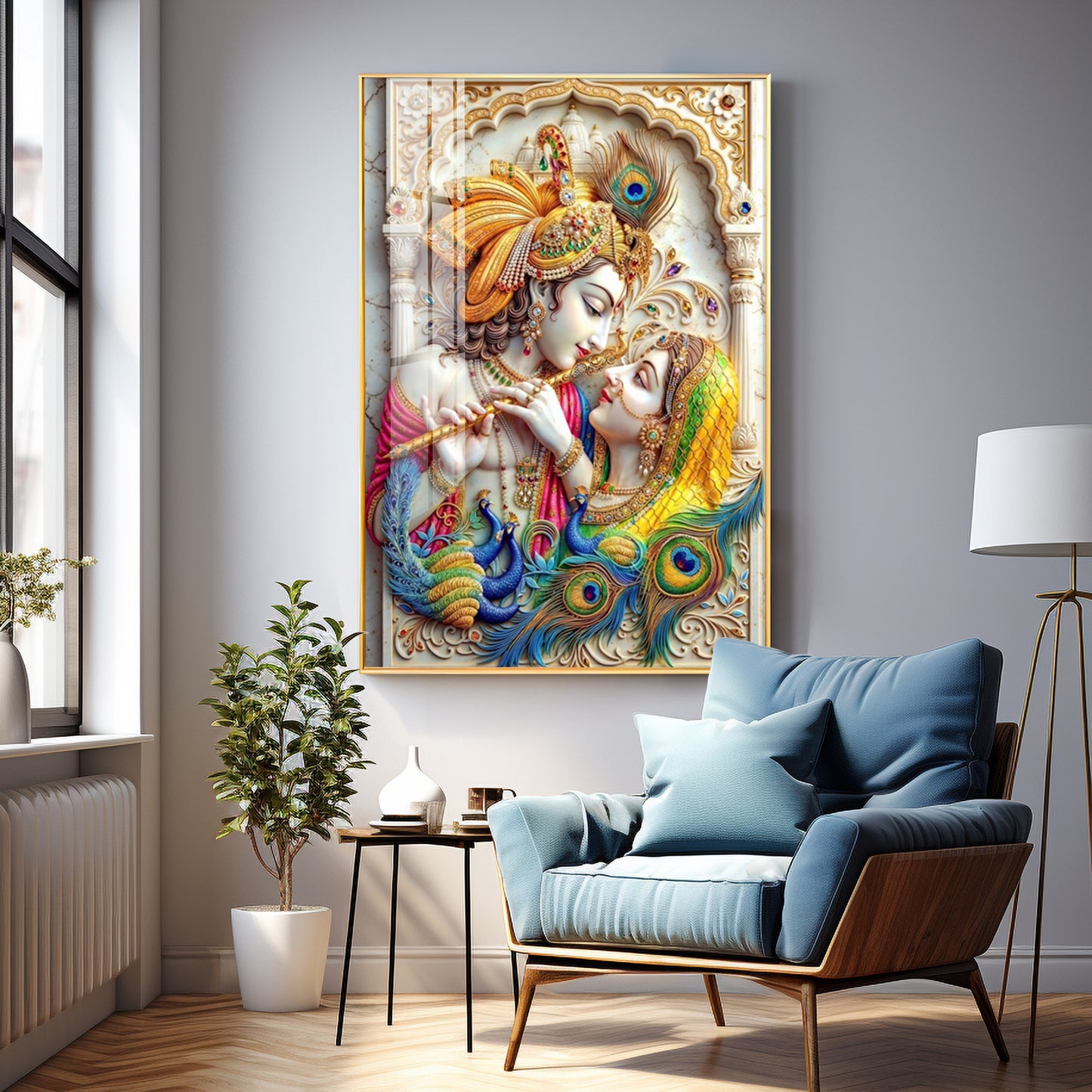 Radha Krishna Eternal Love Premium Acrylic Vertical Wall Art
