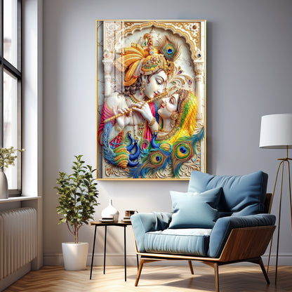 Radha Krishna Eternal Love Premium Acrylic Vertical Wall Art