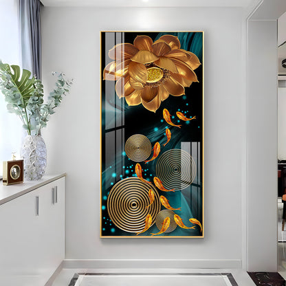 Golden Serenity Blossom Premium Acrylic Vertical Wall Art