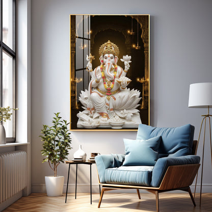 Divine Serenity Of Ganesh Ji Premium Acrylic Vertical Wall Art