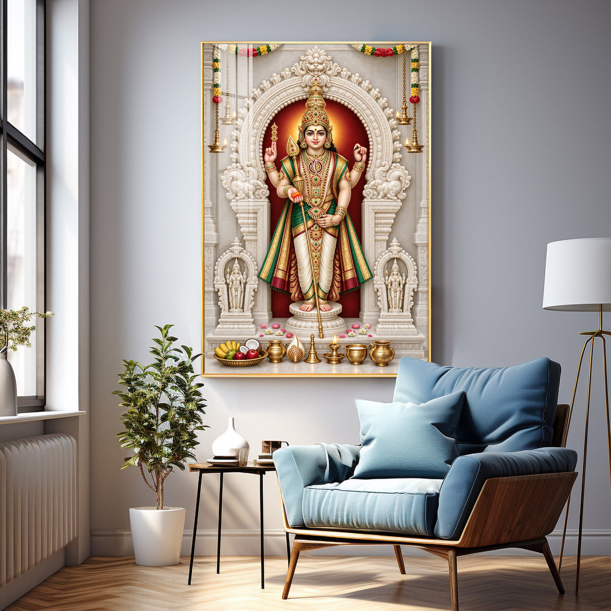 Murugan With Vel Premium Acrylic Vertical Wall Art