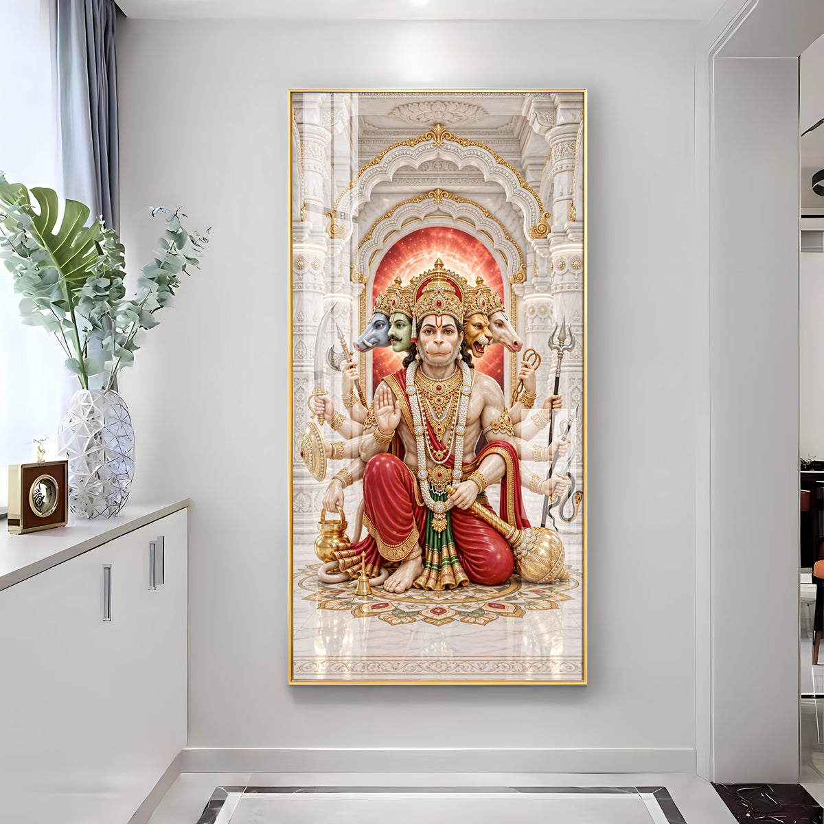 Panchmukhi Hanumanji Premium Acrylic Vertical Wall Art