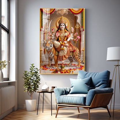 Divine Sherawali Maiya Premium Acrylic Vertical Wall Art