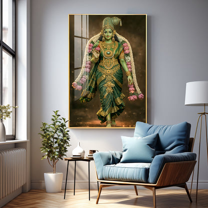 Goddess Meenakshi Blessing Premium Acrylic Vertical Wall Art