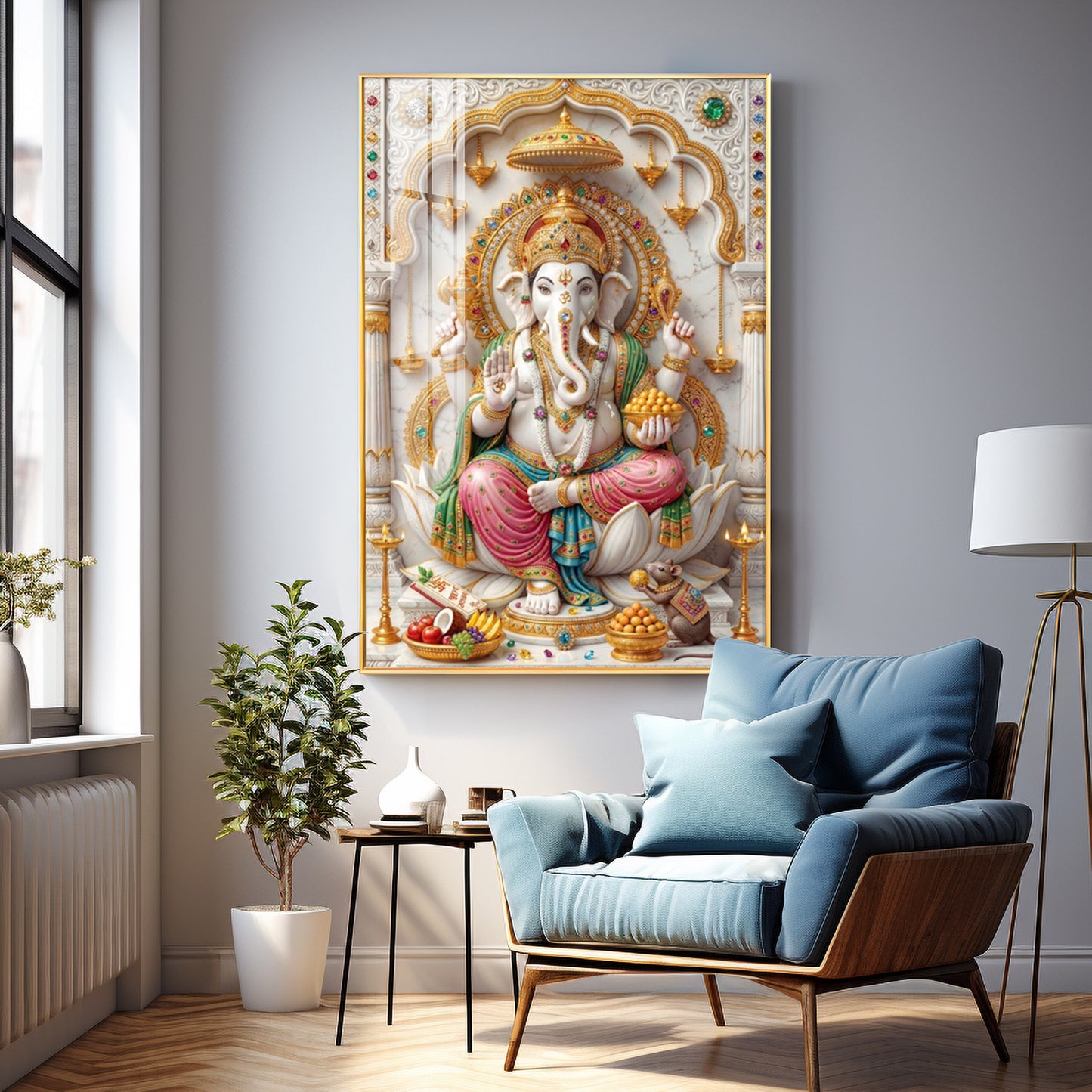 Radiance of Peace Ganesh Ji Premium Acrylic Vertical Wall Art