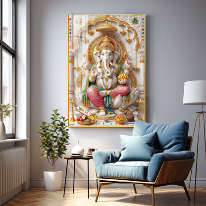 Radiance of Peace Ganesh Ji Premium Acrylic Vertical Wall Art