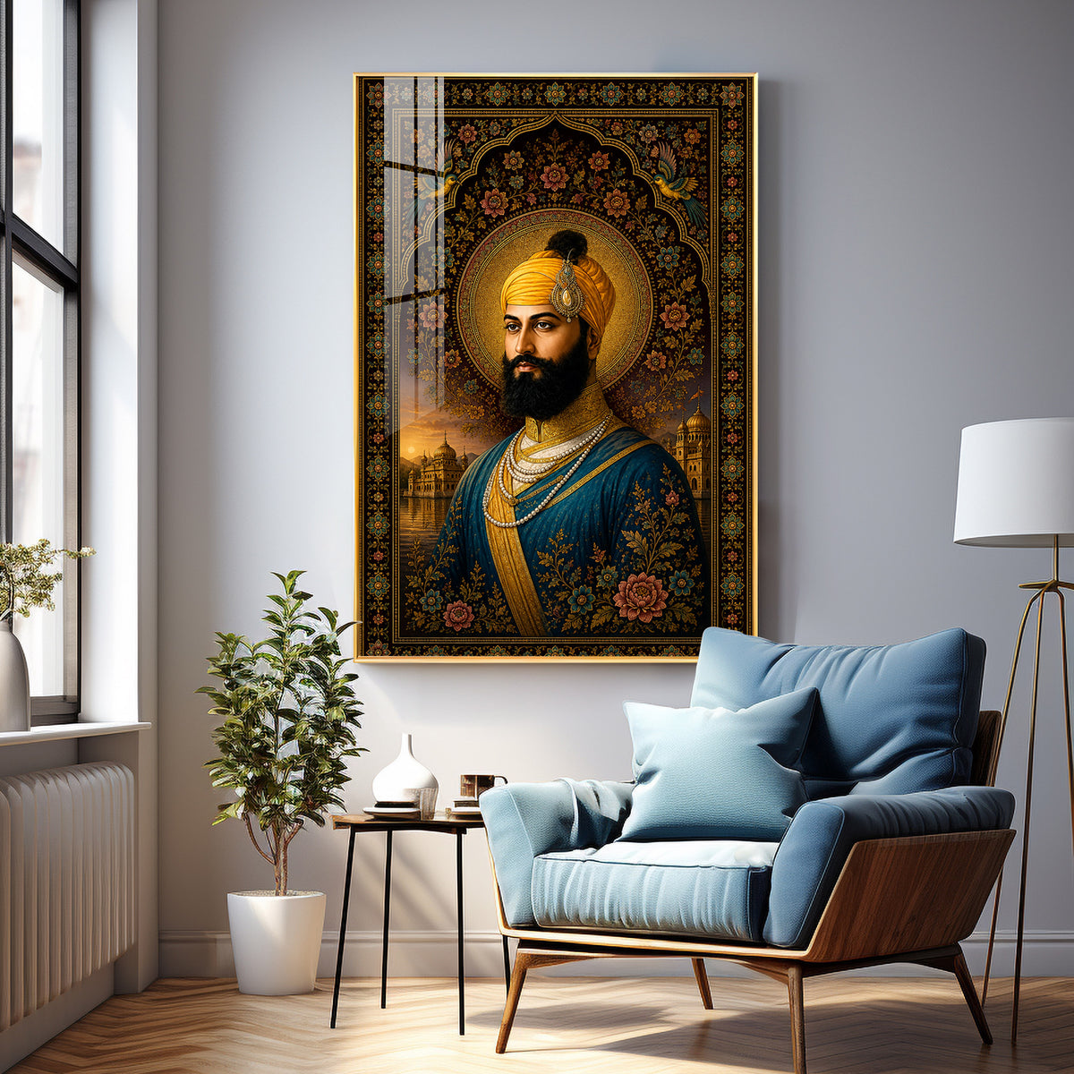 Guru Gobind Singh Ji Royal Portrait Premium Acrylic Vertical Wall Art