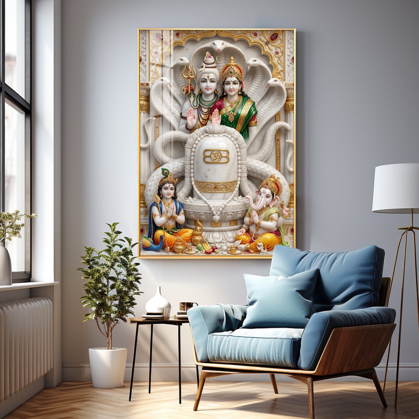Shiv Parivar With Sivaling Premium Acrylic Vertical Wall Art
